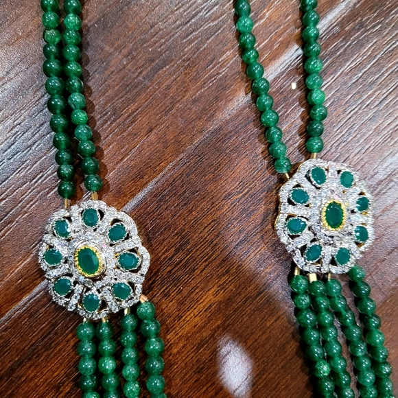 NATURAL 4 STRAND GREEN EMERALD ROUND BEADS NECKLAC - Picture 6 of 10